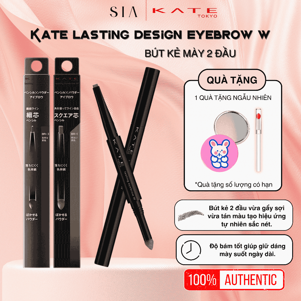 Bút chì kẻ lông mày 2 đầu Kate Lasting Design Eyebrow W mày đẹp tự nhiên, lâu trôi – TiemDepSia