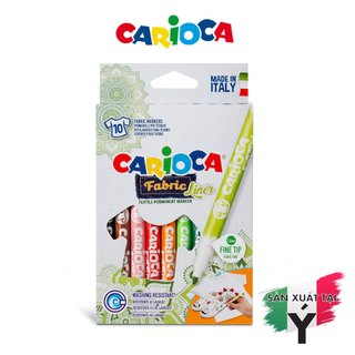 [Thương hiệu Ý] - Bút dạ màu - Bút lông màu - Bút sáp màu vẽ lên vải Carioca Fabric Pens - 10/12 bút