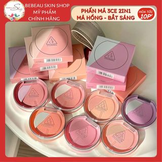 Phấn Má Hồng 3CE BLUSH LIGHTER 2in1 Kèm Bắt Sáng What If Lazy Talk Early Now Beige How  - Bebeau