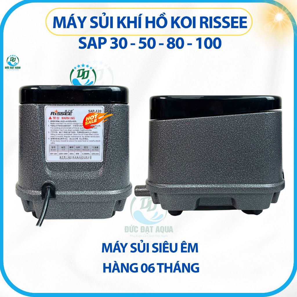 Máy Sủi Khí oxy Hồ Koi Rissee SAP 30 - 50 - 80 - 100, siêu êm bảo hành 6 tháng 4