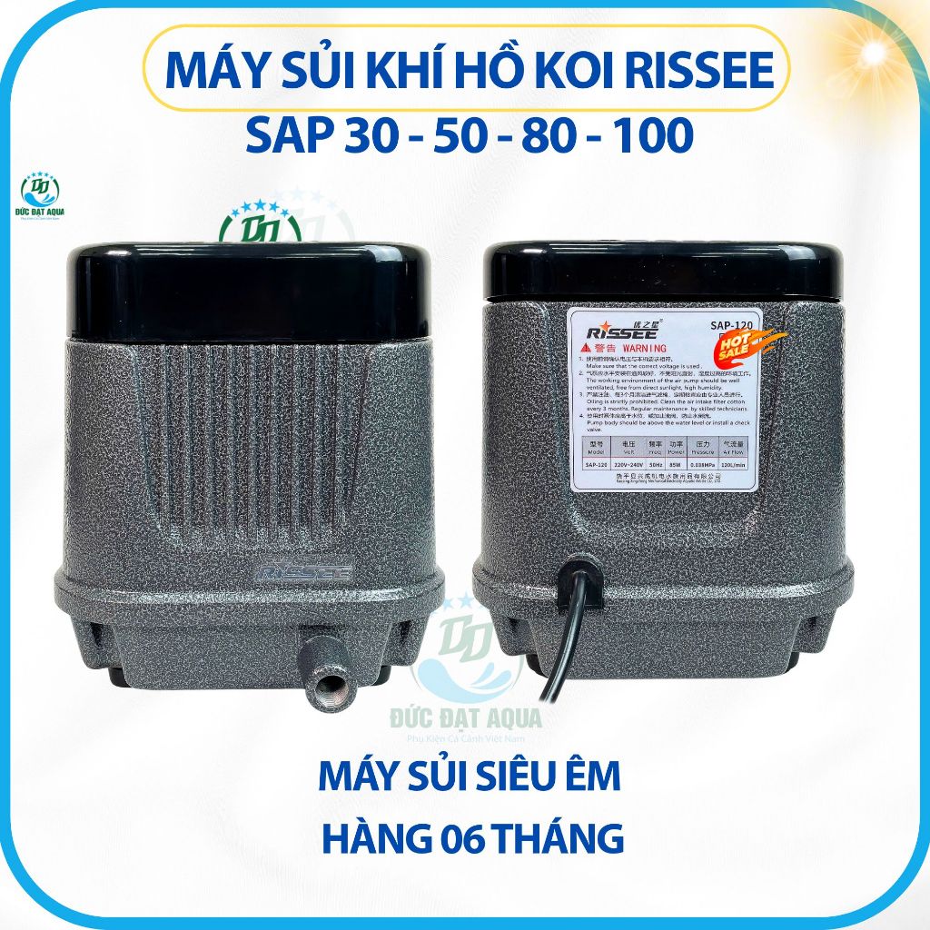Máy Sủi Khí oxy Hồ Koi Rissee SAP 30 - 50 - 80 - 100, siêu êm bảo hành 6 tháng 8
