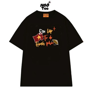 Áo Thun NGỐ TEE Độc Lập Tự Do Hạnh Phúc Cờ Viêt Nam Nón Lá Chất Vải Cotton 75 Thoáng Mát Mềm Mịn