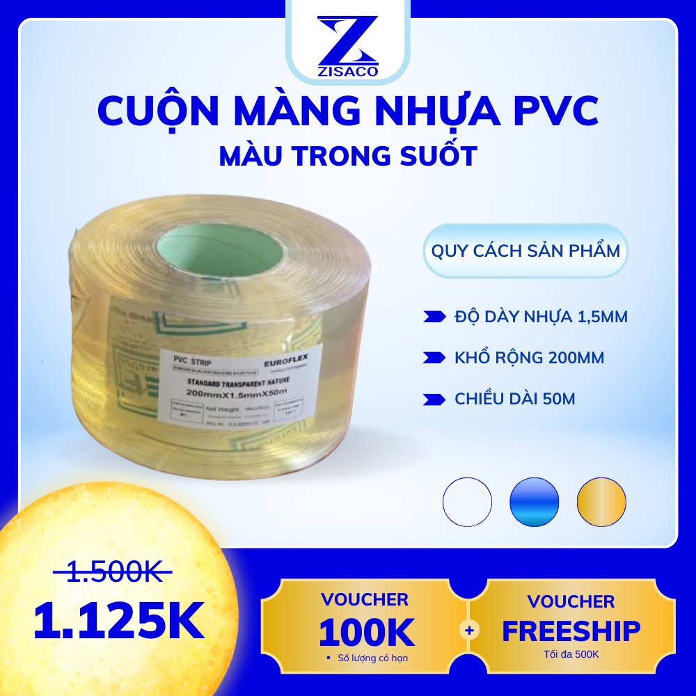 Cuộn Nhựa PVC Trong Suốt ZISACO, Dày 1.5mm, Bản Rộng 200mm, Cuộn Rèm ...