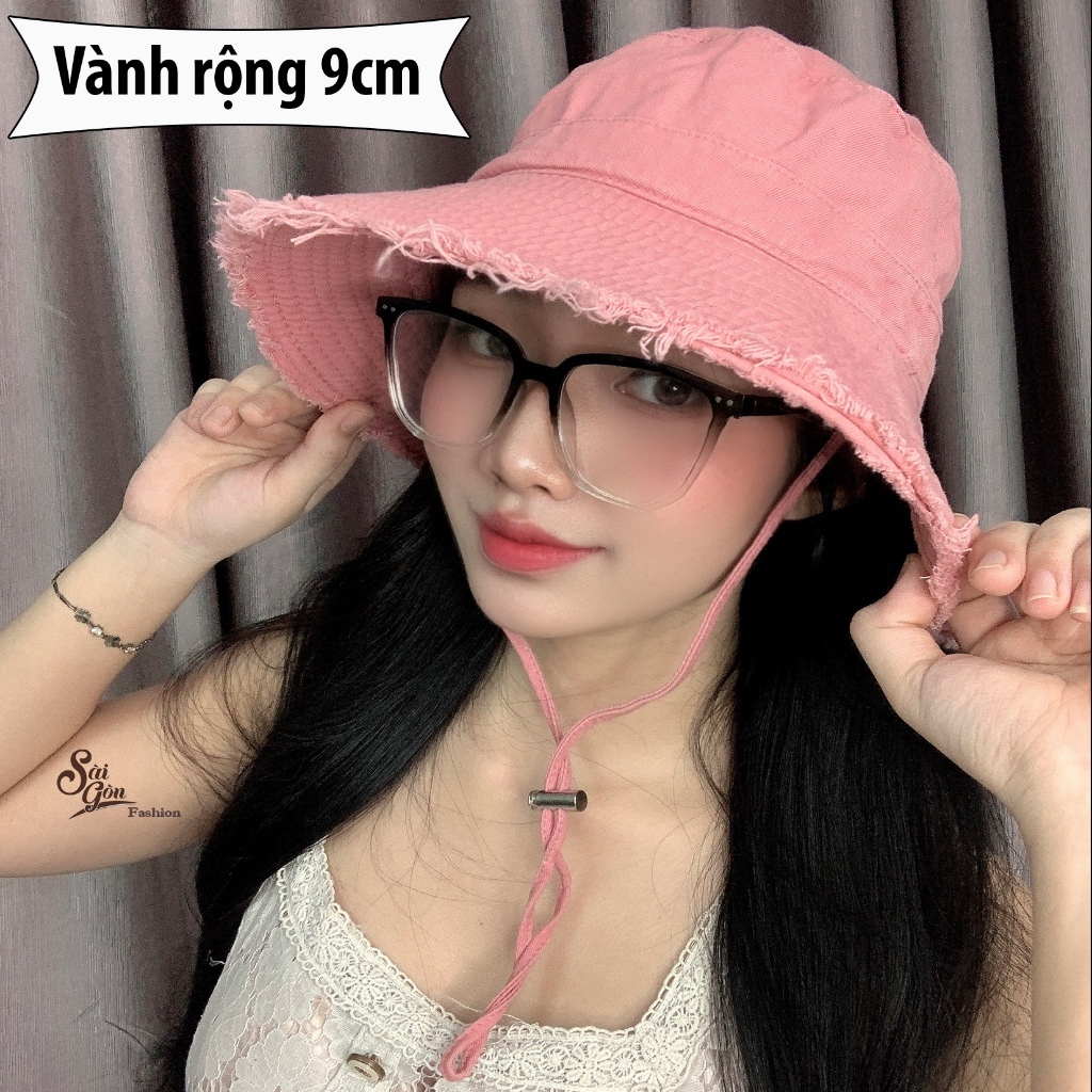 Mũ Bucket Tua Rua Vành Rộng Kèm Dây Chống nắng Form Unisex Nam Nữ
