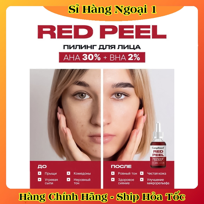 Serum Red Peel Compliment AHA 30% + BHA 2% cải thiện làn da, se khít chân lông 27ml của Nga
