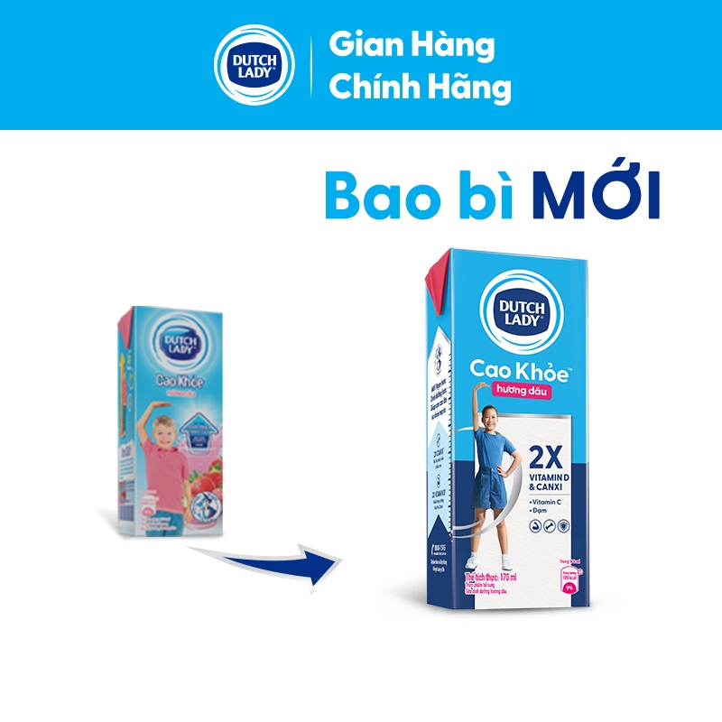 Ảnh Thùng 48 Hộp Sữa Dinh Dưỡng Dutch Lady Cao Khỏe Hương Dâu 48x170ml 2