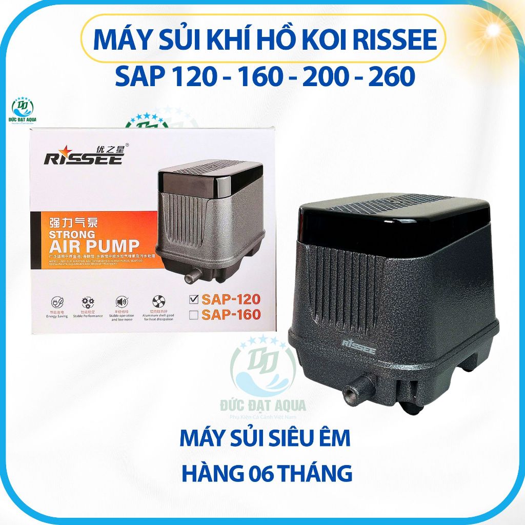 Máy Sủi Khí oxy Hồ Koi Rissee SAP 120 - 160 - 200 - 260, siêu êm, công xuất lớn 3