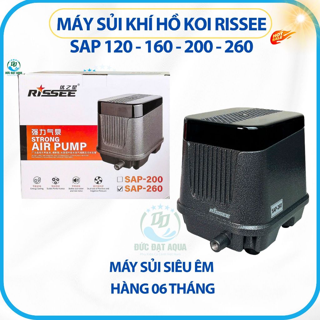 Máy Sủi Khí oxy Hồ Koi Rissee SAP 120 - 160 - 200 - 260, siêu êm, công xuất lớn 9