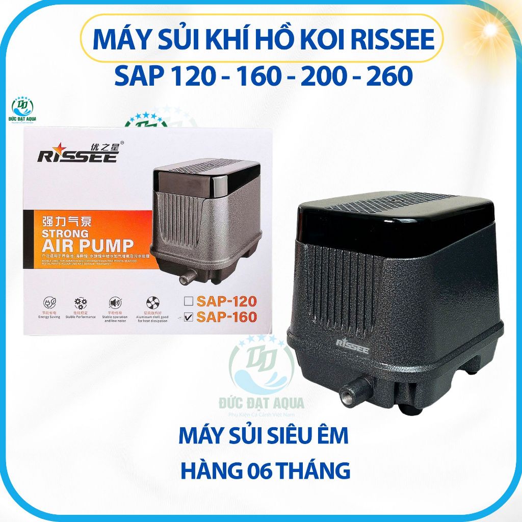 Máy Sủi Khí oxy Hồ Koi Rissee SAP 120 - 160 - 200 - 260, siêu êm, công xuất lớn