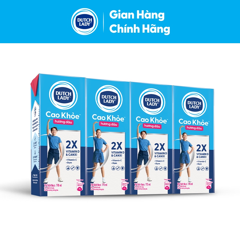 Ảnh Thùng 48 Hộp Sữa Dinh Dưỡng Dutch Lady Cao Khỏe Hương Dâu 48x170ml 1