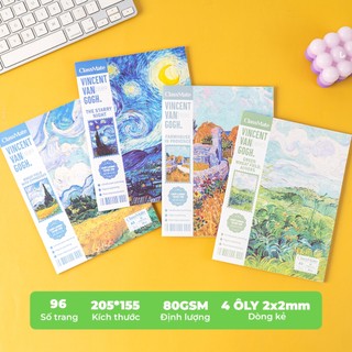 Combo 5/10 Tập 4 ôly A5 Vangogh Classmate 80GSM Giấy Dày Chống Thấm, Ăn Mực, Tập Học Sinh Bìa Cao Cấp Chống Nước