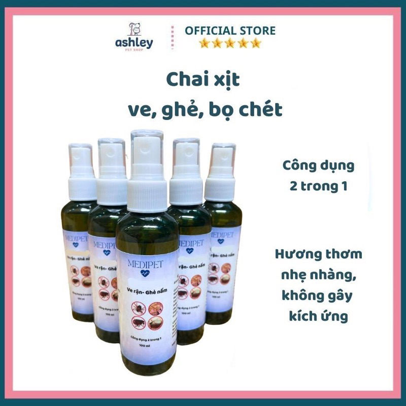 Xịt rận cho chó mèo Medipet 100ml an toàn dùng được cả mèo bầu