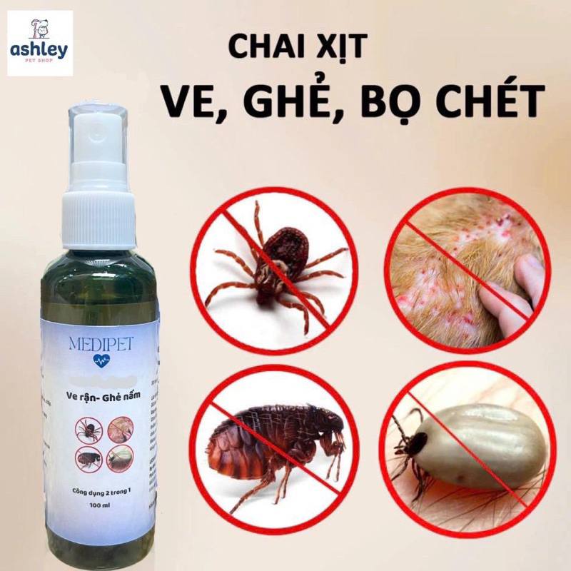 Xịt rận cho chó mèo Medipet 100ml an toàn dùng được cả mèo bầu