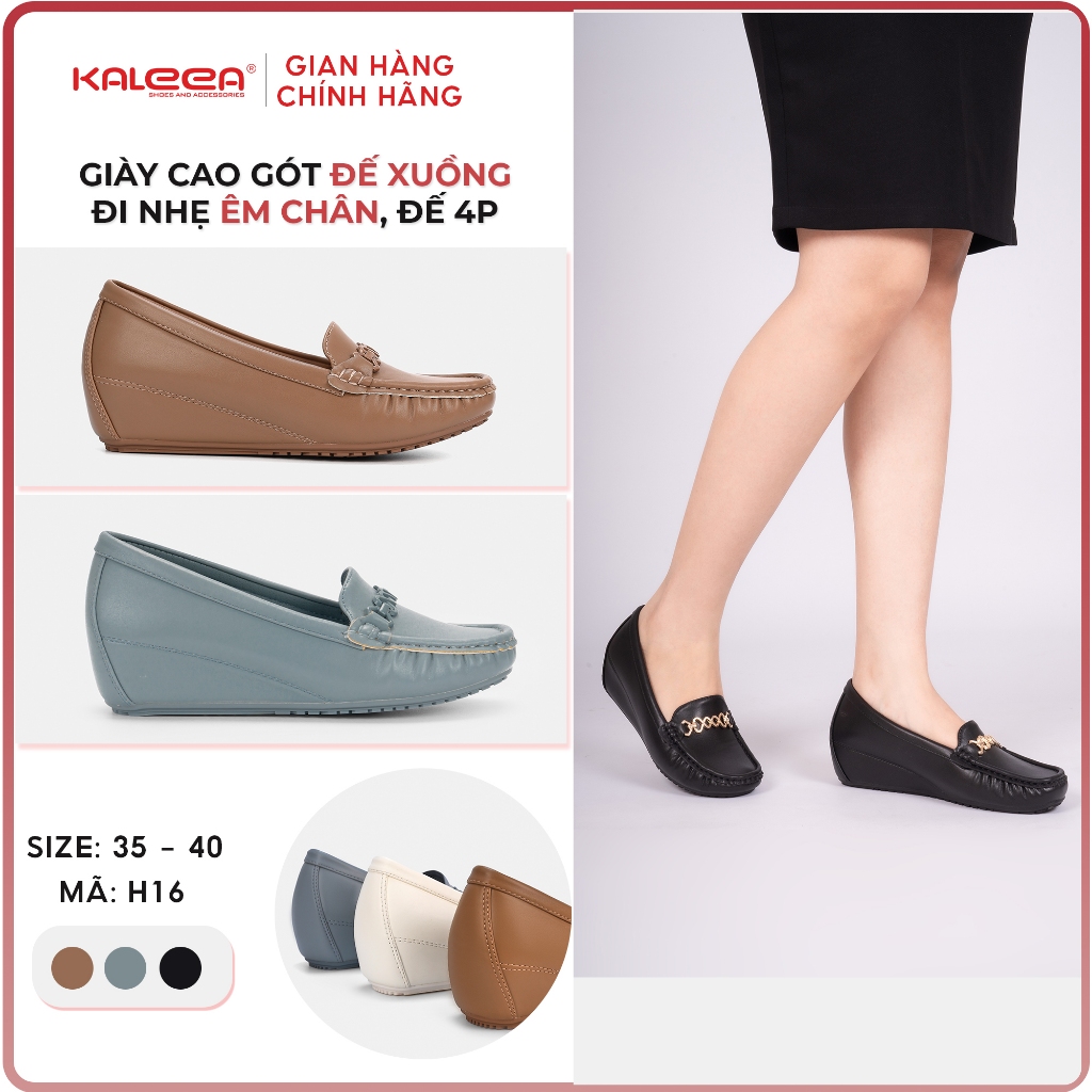 Ảnh Kaleea - Giày Cao Gót Đế Xuồng Chất Da Mềm Siêu Nhẹ, Đi Êm Chân Cao 4p - H16 1