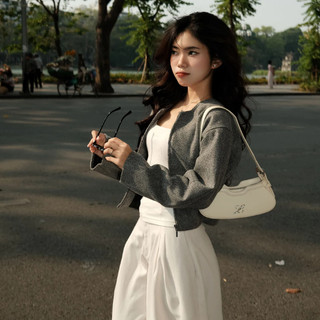 Áo khoác dạ nữ Forgirl áo khoác phối viền tay dáng ngắn croptop mùa thu đông T007