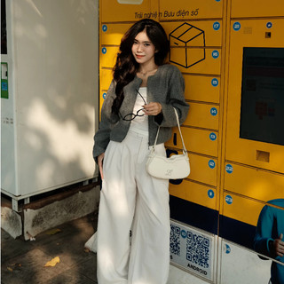 Áo khoác dạ nữ Forgirl áo khoác phối viền tay dáng ngắn croptop mùa thu đông T007