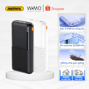 Sạc dự phòng 20.000mAh - Sạc dự phòng nhanh 2.4A - Chính hãng giá tốt Remax RPP-26