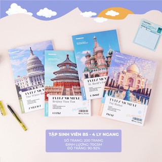 Tập Học Sinh Miền Nam B5 CLASSMATE Vở 4 Ly Ngang 70gsm Bìa Travel Giấy Mịn 200 Trang Vở Cho Bé Cấp 1 NB5-20-0308S