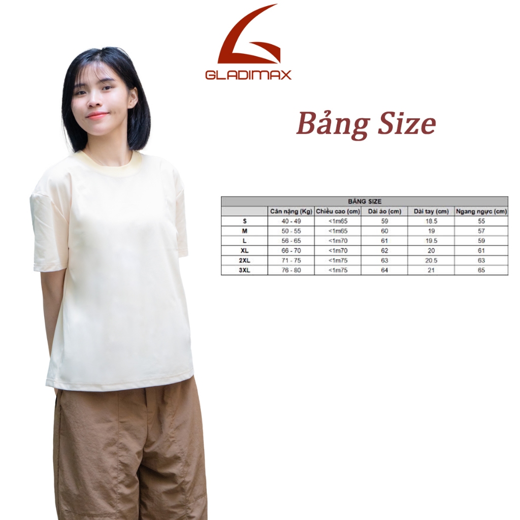 Áo Thun Trơn T157 Nam Nữ GLADIMA, Áo Thun Vải Cotton Mát Form Boxy Cổ Tròn Cao Cấp Thấm Hút Mồ Hôi Tốt