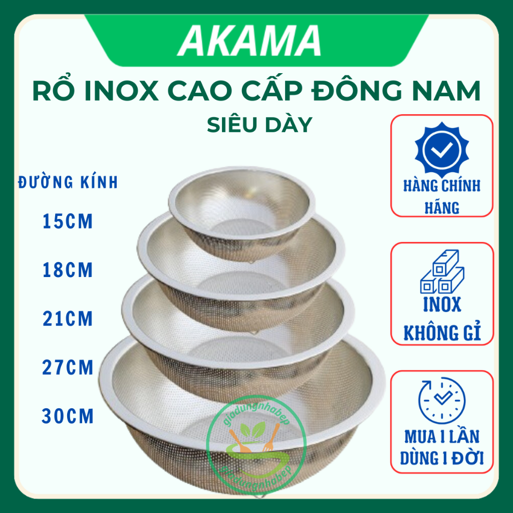 Rổ inox, rá vo gạo Đông Nam inox 201 sáng bóng dày đẹp | Shopee Việt Nam