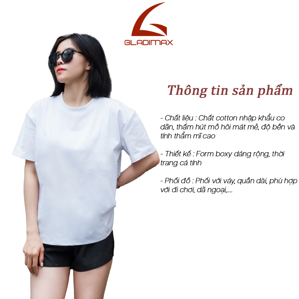 Ảnh Áo Thun Trơn GLADIMAX Form Boxy Cotton 230 GSM Cao Cấp Cổ Tròn T157 2