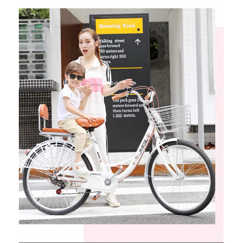 Xe Đạp MiNi Fu400 Size 24inh Bộ Đề 6 Cấp Cho Nữ Tặng Full Phụ Kiện