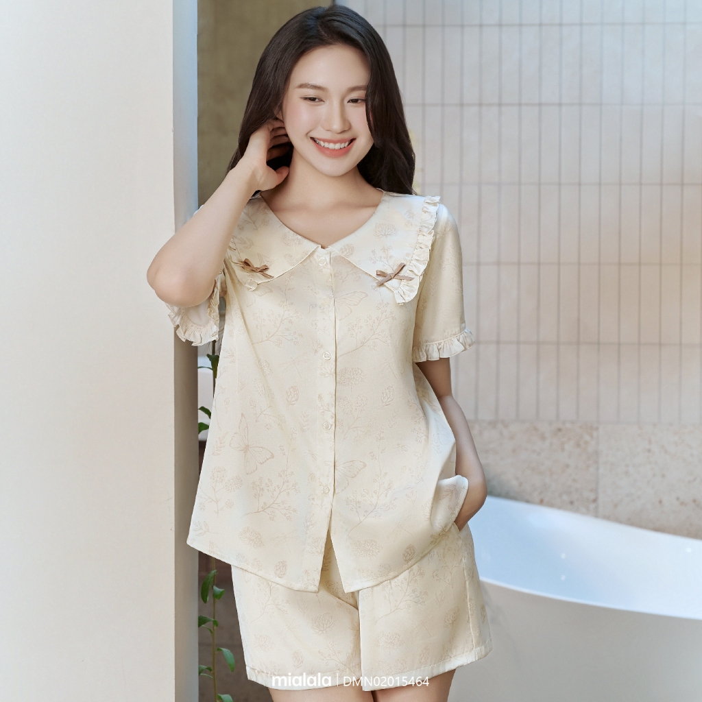 Ảnh Đồ bộ mặc nhà Mialala pyjama dáng ngắn lụa latin DMN02015464 2