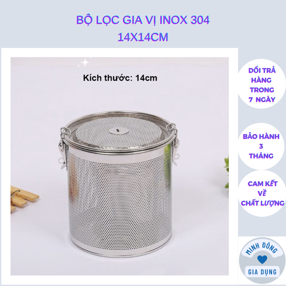 Bộ lọc gia vị inox 304 14x14 caocấp, dùng trong nồi lẩu, lọc trà, hầm xương