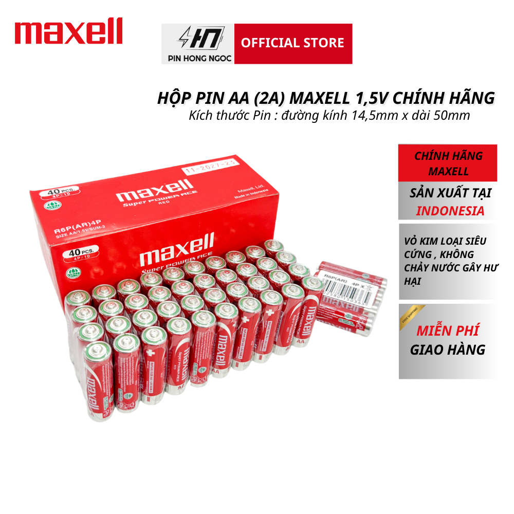 Hộp 40 Viên Pin tiểu lớn AA Maxell 2A carbon Siêu Bền R6P Super Power ...