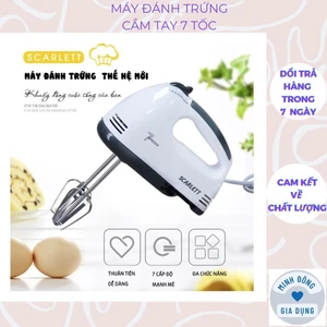 Máy đánh trứng cầm tay mini Scarlett 7 tốc độ, Máy trộn bột làm bánh kem đánh bông trứng chính hãng Scarlett