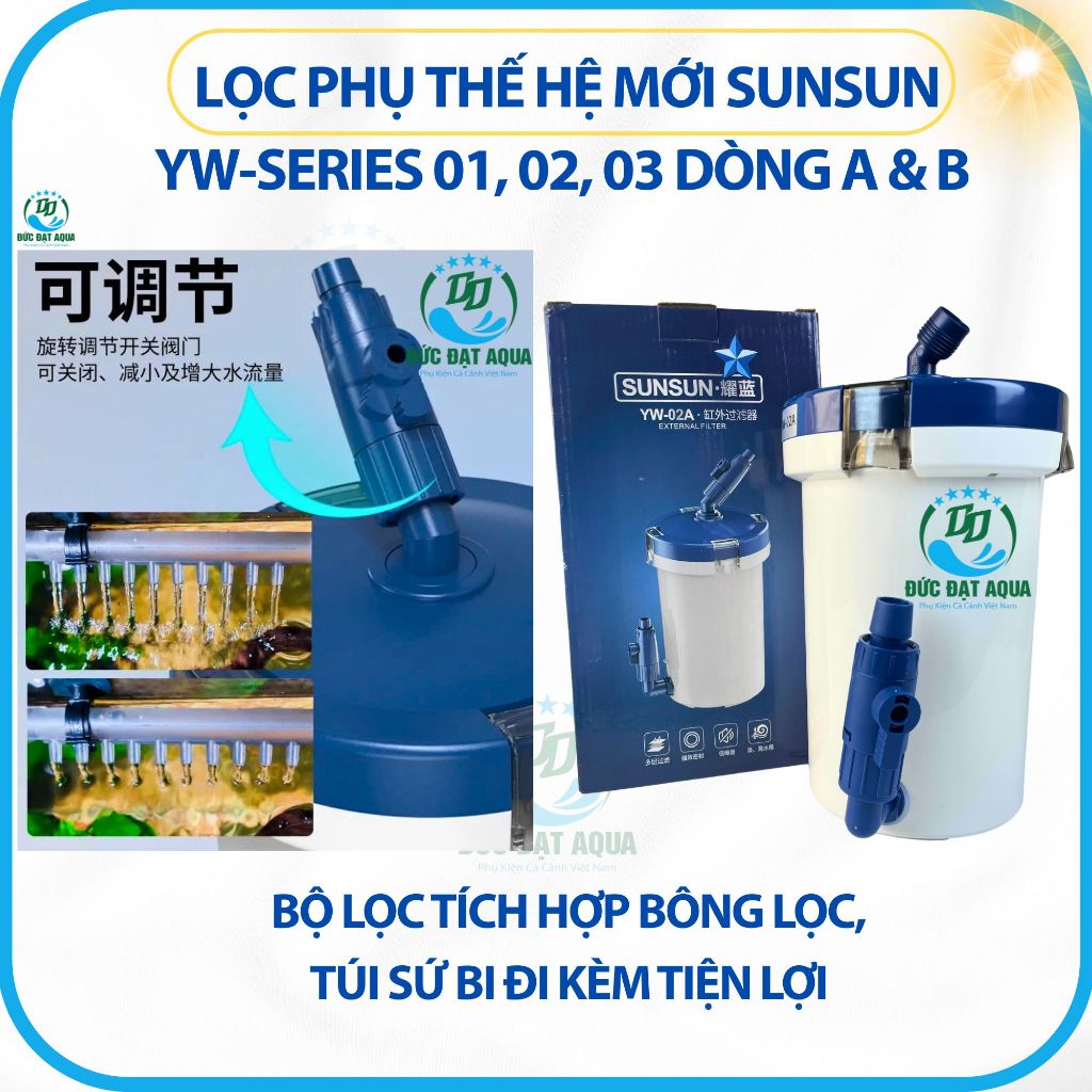 LỌC PHỤ Thế Hệ Mới Sunsun YW-Series 01, 02, 03 dòng A và B Cho Hồ Cá Thuỷ Sinh 8