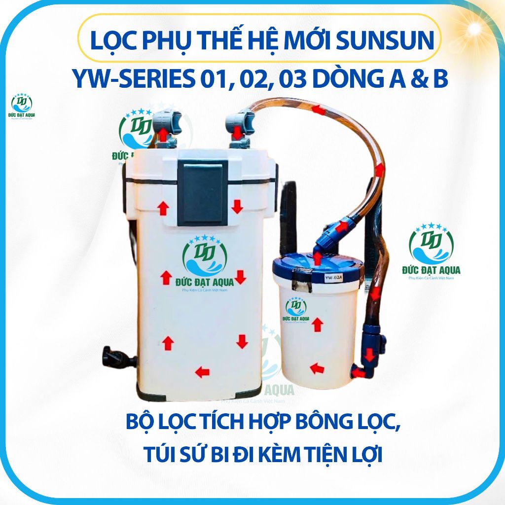 LỌC PHỤ Thế Hệ Mới Sunsun YW-Series 01, 02, 03 dòng A và B Cho Hồ Cá Thuỷ Sinh 6