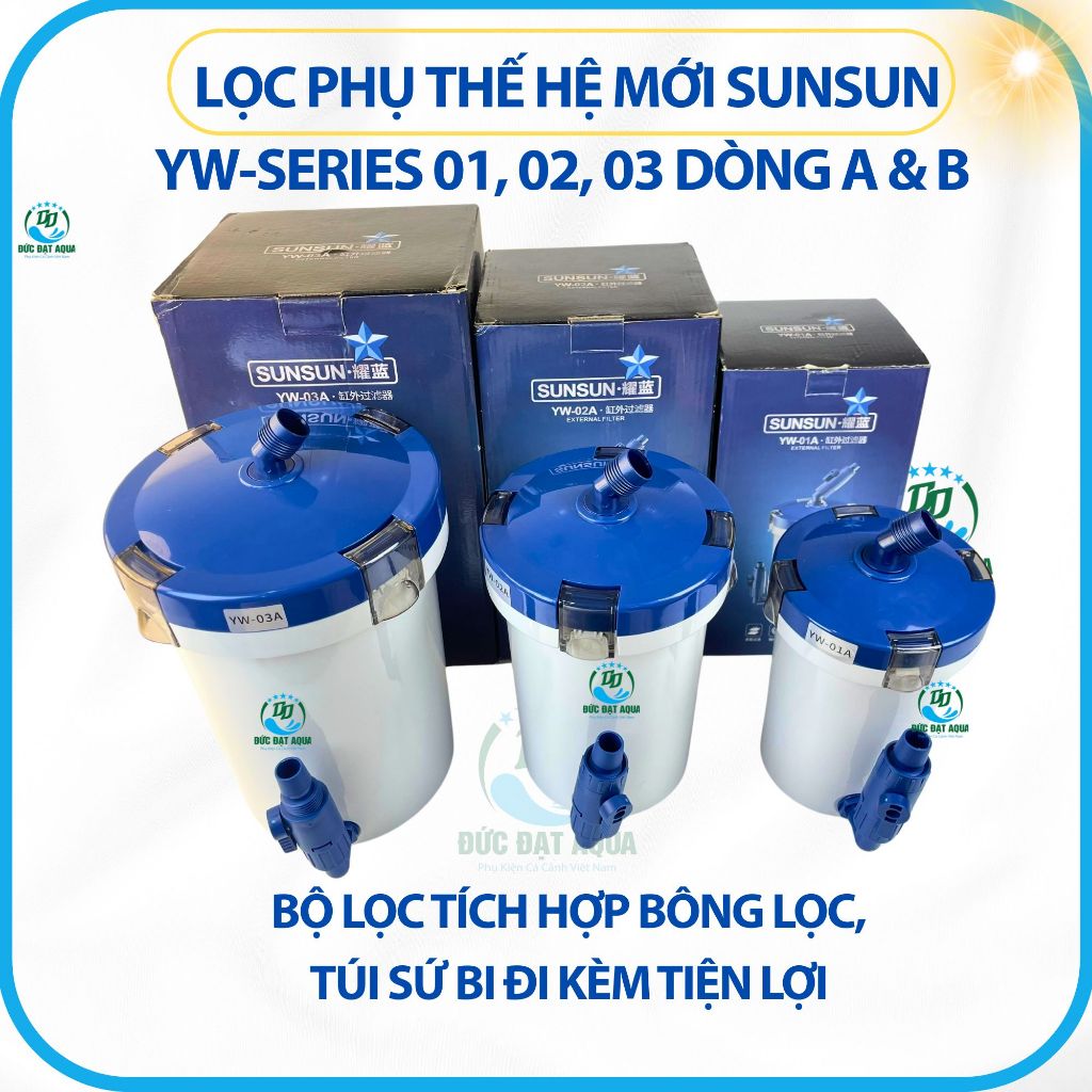 LỌC PHỤ Thế Hệ Mới Sunsun YW-Series 01, 02, 03 dòng A và B Cho Hồ Cá Thuỷ Sinh