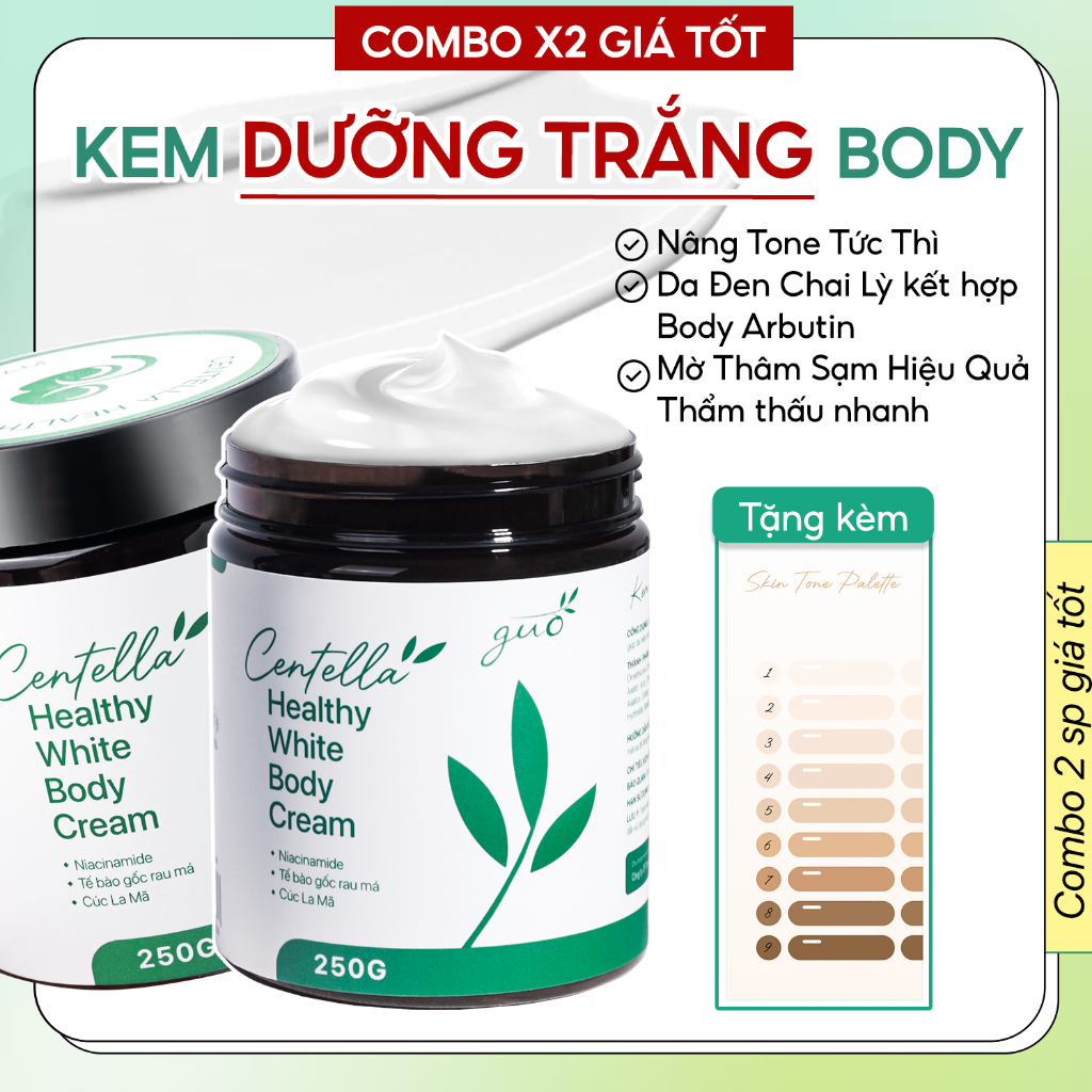 Ảnh 2 Kem Body Rau Má (Size Vừa) Dưỡng Trắng Toàn Thân, Cấp Ẩm Sâu, Thẩm Thấu Nhanh, Không Nhờn Rít GUO 2