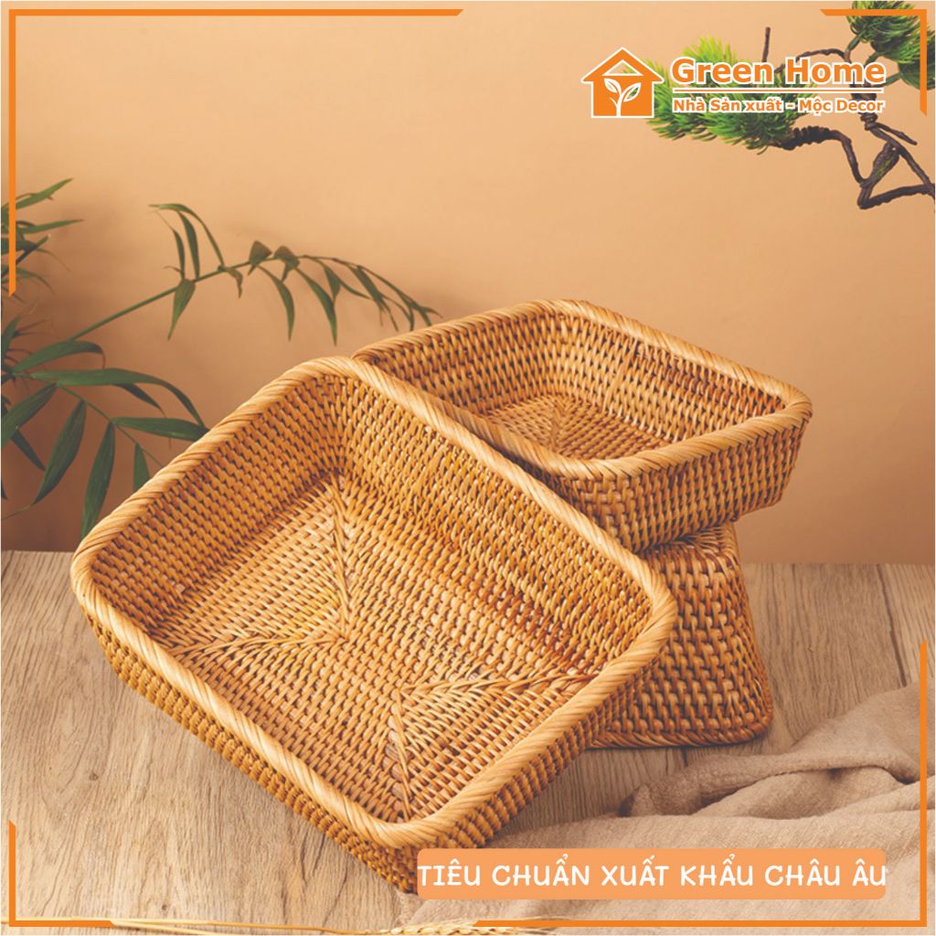 Khay Mây Tre Đan Hình Vát Hàng Thủ Công Mỹ Nghệ Nhiều Size Lựa Chọn