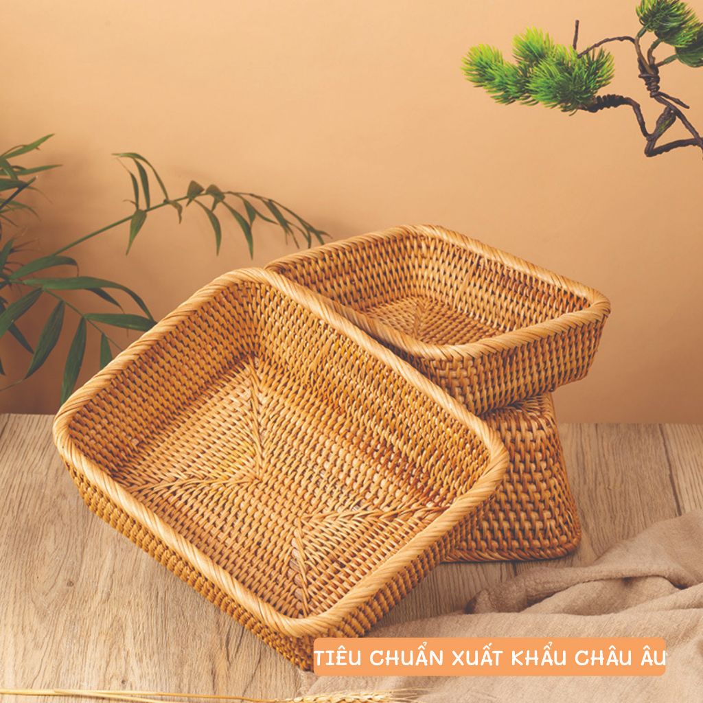 Khay Mây Tre Đan Hình Vát Hàng Thủ Công Mỹ Nghệ Nhiều Size Lựa Chọn