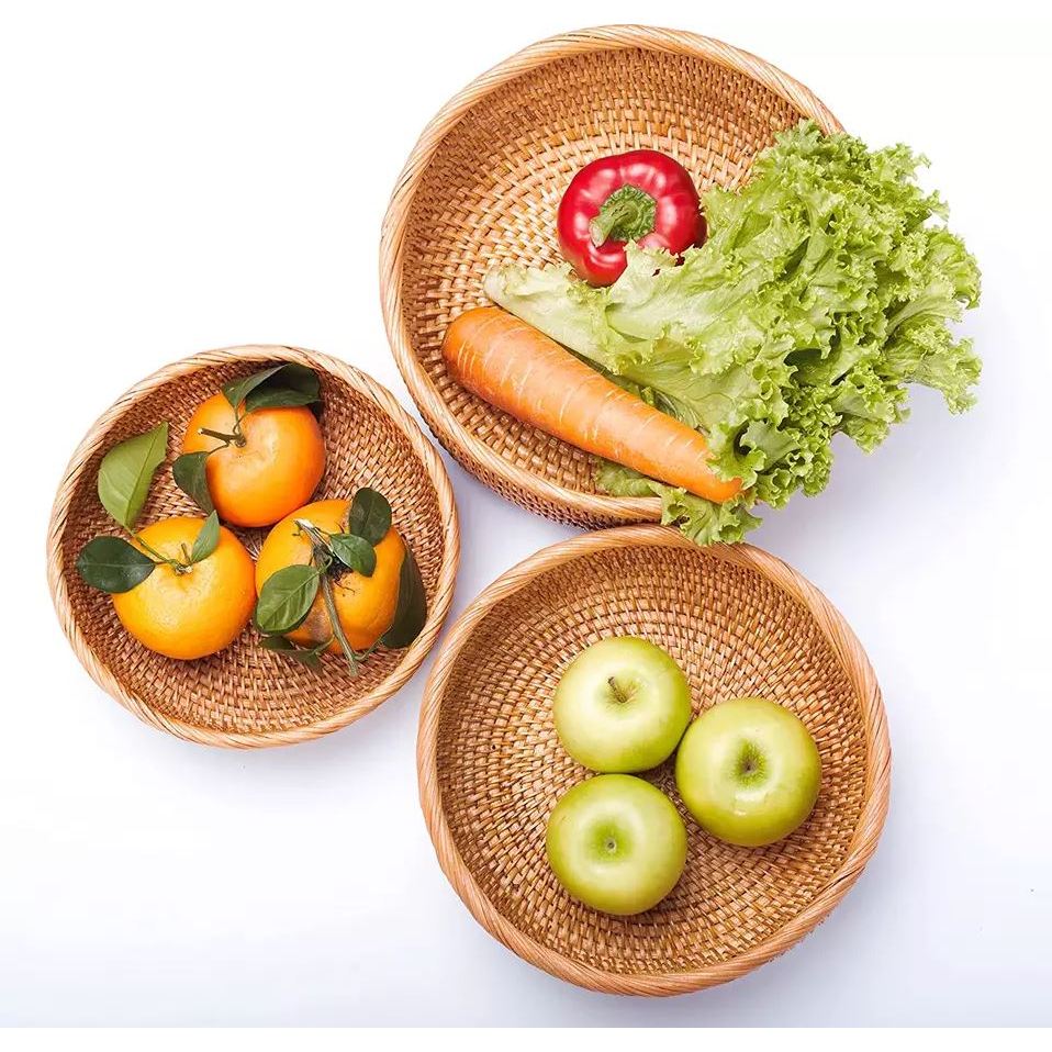 Giỏ Mây Tròn Đựng Hoa Quả Trang Trí Nhà Bếp