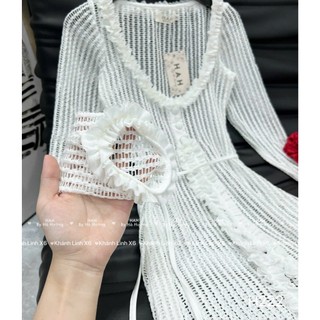 Set bikini cao cấp màu đỏ rực rỡ mix áo khoác maxi đẹp đỉnh cao dành cho nữ mặc đi biển sang chảnh - Baotrang.clothes