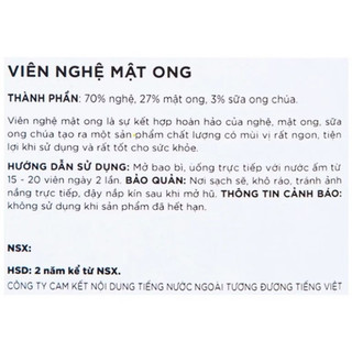 Viên nghệ mật ong Royal Honey (250g) nguyên chất chính hãng