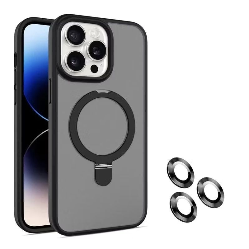 Ốp Likgus lưng mờ kèm ring hỗ sạc không dây cho IPhone 12Promax 13Promax 14Promax 15Promax 16Promax