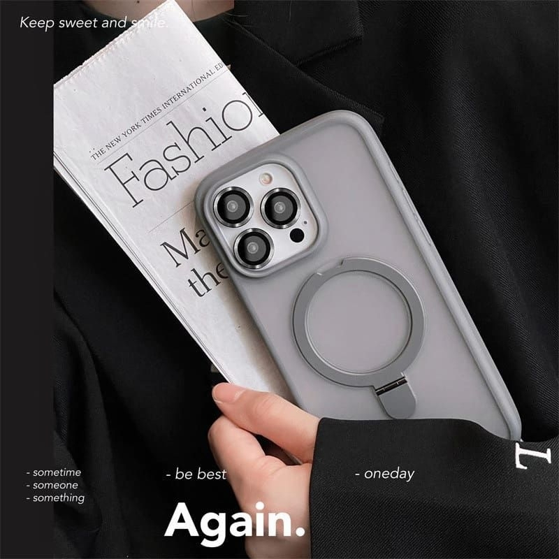 Ốp Likgus lưng mờ kèm ring hỗ sạc không dây cho IPhone 12Promax 13Promax 14Promax 15Promax 16Promax
