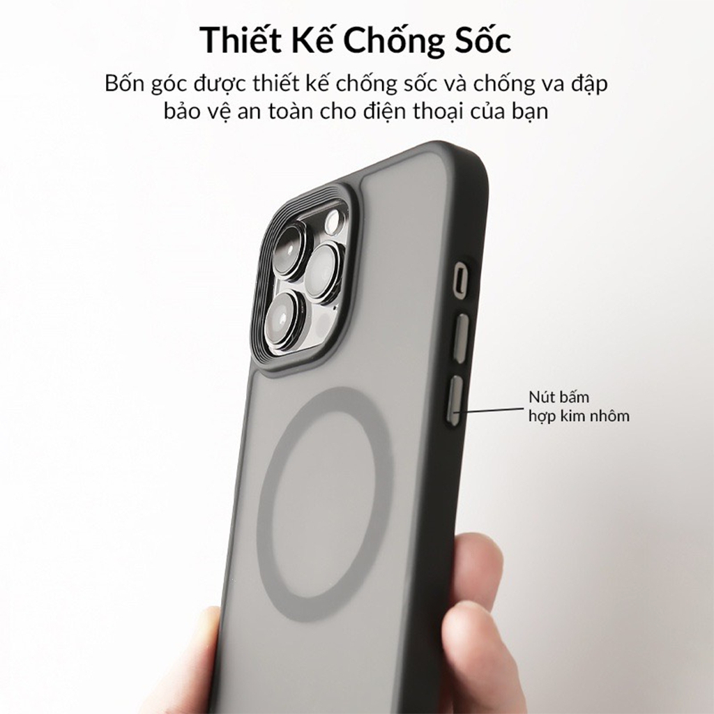 Ốp Likgus lưng nhám chống vân tay hỗ trợ sạc không dây cho IPhone 11 12 13 14 15 16Promax Pro