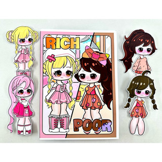 Đồ chơi Ngôi nhà tiểu thư sành điệu và cô bé Lọ lem - 4 Búp bê giấy Gacha