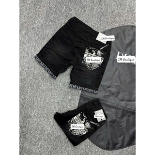 quần short jean nam màu đen trơn hoạ tiết điểm nhấn túi sau đẹp,vải dày mềm,phon dáng chuẩn siêu cấp quảng châu