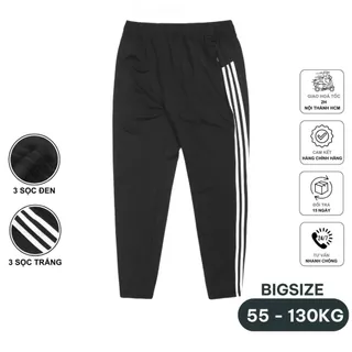 Quần dài thun thể thao nam 3 sọc dáng suông form đứng vải co giãn 4 chiều có bigsize cho người béo tới 135kg QDTBL