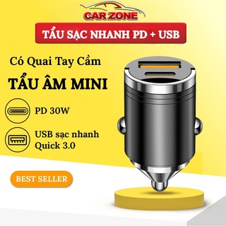 Tẩu Sạc Nhanh Ô Tô Mini VERSION 10 USB QC3.0 + PD 30W, Tẩu Âm Nhỏ Gọn Tiện Lợi