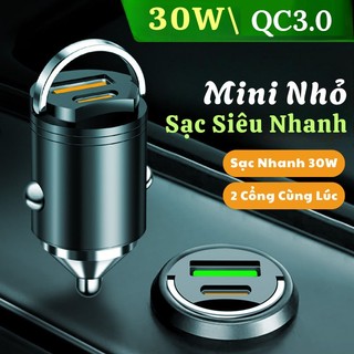 Tẩu Sạc Nhanh Ô Tô Mini VERSION 10 USB QC3.0 + PD 30W, Tẩu Âm Nhỏ Gọn Tiện Lợi