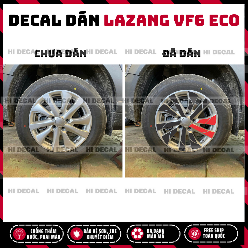 Tem dán mâm VF6, Decal lazang VF6 trang trí tạo điểm nhấn