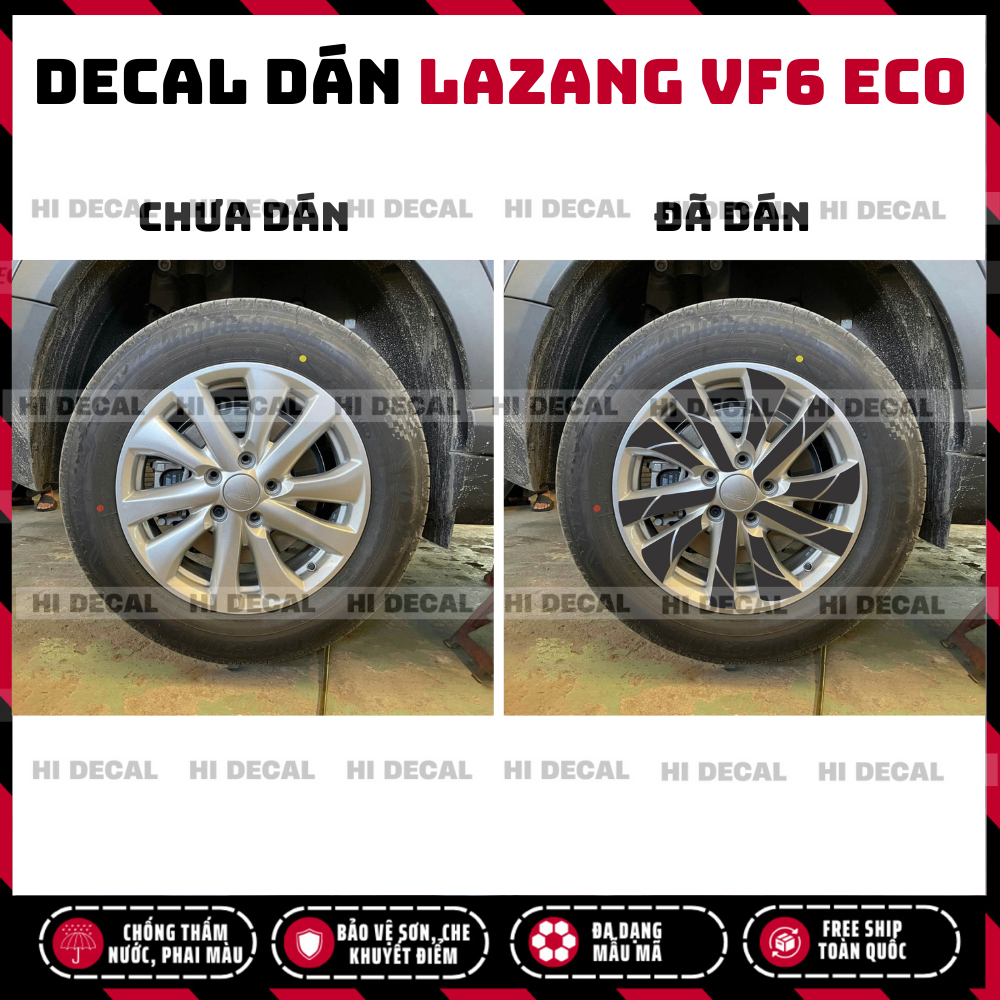 Tem dán mâm VF6, Decal lazang VF6 trang trí tạo điểm nhấn