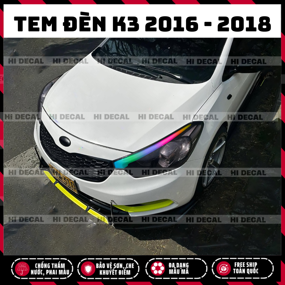 Tem dán đèn KIA K3 2012 - 2015, decal đổi màu dán đèn K3 trang trí tạo điểm nhấn bảo vệ đèn